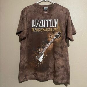 Vintage Liquid Blue Single Stitch Led Zeppelin Graphic Brown Tie Dye T-Shirt M ?